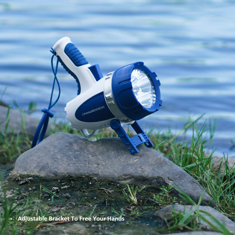 GOODSMANN Rechargeable Handheld Spotlight LED Boat Waterproof Spot Light Searchlight up to 3000 Lumen Portable Marine Flashlight with USB Adapter Car Charger Dust Bag for Hunting Camping Exploring - Image 4